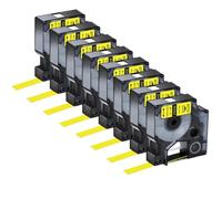 SSUMCUWR Ruban d'étiquettes de Remplacement, 9mm, 12mm, 19mm, Compatible avec IND A18444 S 0718600, Compatible avec 1000 4200 6000, 5 Paquets(8PK Black on Yellow)