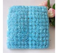 SSXCO 144 pcs 2 cm Mini Mousse Rose Bouquet de Fleurs Artificielles Multicolore Rose De Mariage Fleur Décoration Scrapbooking Faux Rose Fleur, Bleu Ciel