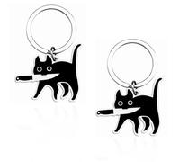SSyang 2 Pcs Porte Clef Noir Chat, Chat Decoration, Décoration de Chat Cool, Porte Clé Chat, Porte Clef Rigolo, Porte Clé Mignon, Porte Clef Couple, pour Les Amoureux Des Chats, Garçons, Filles