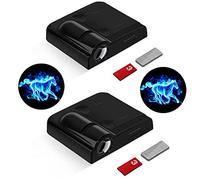 SSyang 2 Pièces Projecteur Sans Fil Porte de Voiture, Projecteur LED Ombre de Porte Bienvenue, Lumière de Bienvenue de Porte de Voiture, Eclairage de Porte Magnétique Sans Fil Sans Perçage（Noir）