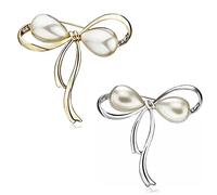 SSyang 2pcs Broche Bowknot Broche Perle Bowknot Artificielle,Broche Bowknot Vintage pour Femmes Broche de fixation de vêtements,pour la Fixation de Pull,Châles et Robes,Cadeaux pour Les Filles