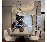 SSyang Autocollant Mural Miroir Diamant,17 Pièces Miroir Autocollant Miroir Adhésif,Ensemble D'autocollants pour Miroir Mural,50 * 50cm,pour Les Murs,Les Fenêtres et Les Placards(Argent)