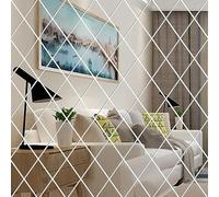 SSyang Autocollant Mural Miroir Diamant, 32 Pièces Adhésif, Ensemble D'autocollants pour Mur, 50 * 100cm, pour Les Murs, Les Fenêtres et Les Placards (Argent)