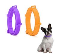 SSyang Collier pour Animaux de Compagnie, Collier Anti-Tiques pour Petits Chiens et Chats, 2 Pièces Étanche et Réglable, Ajustable à n'importe Quelle Taille (Violet Foncé+Orange)