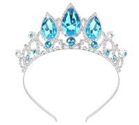 SSyang Diadèmes en Cristal Pour Femmes et Filles Couronne de Princesse Dorée Élégante Corwn Royal Queen Bijou de Mariée en Strass Cadeau de Cheveux Pour Mariage Fête Dansante(Bleu)