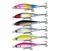 SSyang Leurre Souple de Pêche, 6 Morceaux Poissons-nateurs Crochets de Pêche, Appâts de Pêche avec Hameçon Triple, Appât de Pêche aux Leurres, pour l'eau de Mer et l'eau Douce pour Pêche au Bar