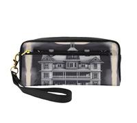 SSYGHT HorrorHaven Petite trousse de maquillage en cuir imprimé - Trousse de toilette de voyage pour femme, trousse de maquillage réutilisable avec fermeture éclair, noir, taille unique, Noir/blanc,