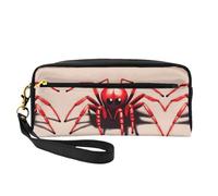 SSYGHT Jolie petite trousse de maquillage en cuir imprimé araignée rouge - Trousse de toilette de voyage pour femme, trousse de maquillage réutilisable avec fermeture éclair, noir, taille unique, Noir