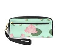 SSYGHT Lotus Flowers waiting to bloom Petite trousse de maquillage en cuir imprimé - Trousse de toilette de voyage pour femme - Trousse cosmétique réutilisable avec fermeture éclair - Noir - Taille