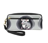 SSYGHT Mouse in the Hole Petite trousse de maquillage en cuir imprimé - Trousse de toilette de voyage pour femme - Réutilisable avec fermeture éclair - Noir - Taille unique, Noir/blanc, One Size