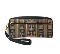 SSYGHT Museum Treasures Petite trousse de maquillage en cuir pour femme - Trousse de toilette de voyage réutilisable avec fermeture éclair - Noir - Taille unique, Noir , Taille unique