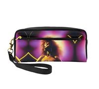 SSYGHT Performer's Glow Print Petite trousse de maquillage en cuir - Trousse de toilette de voyage pour femme - Réutilisable avec fermeture éclair - Noir - Taille unique, Noir/blanc, One Size