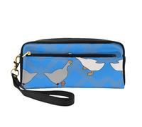 SSYGHT Petite trousse de maquillage en cuir avec motif d'oie - Trousse de toilette de voyage pour femme - Réutilisable - Avec fermeture éclair - Noir - Taille unique - Noir - Taille unique, Noir ,