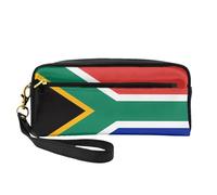 SSYGHT Petite trousse de maquillage en cuir imprimé drapeau de l'Afrique du Sud - Trousse de toilette de voyage pour femme - Réutilisable avec fermeture éclair - Noir - Taille unique, Noir/blanc, One