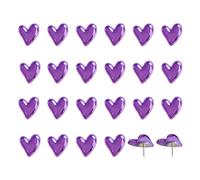 SSYHQAX Lot de 50 punaises en bois souple avec cœurs dorés pouvant être utilisées pour les murs photo, les mémos, les tableaux blancs et les punaises décoratives (violet)