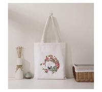 SSYun Kit de broderie à la main - Sac fourre-tout estampé à faire soi-même - Motif vélo et fleur - Avec cercles et fils - Réutilisable - Sac à main de rangement pour femme - Projets artistiques pour
