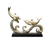 SSYun Statues Statue de Dauphin élégante en résine, décoration Maison Moderne, Or 26x22.5cm Décoration pour étagère à Livres(Silver,26 * 22.5cm)