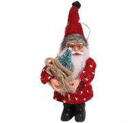 St,anding Figurine de Père Noël en fibre rouge, décoration de table de Noël, Père Noël droit, pour étagère, décoration de Père Noël pour arbre, Père Noël festif (style D)