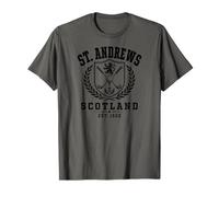 St Andrews Couronne d'Écosse et Lion Rampant Imprimé Noir T-Shirt