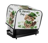 St.atricks Day Leprechaun Chapeau Chat Feuilles porte-bonheur Toaster Couverture 4 tranches Housse anti-poussière pour machine à pain Petit appareil de cuisine