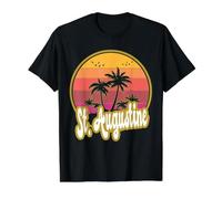 St Augustine Florida Beach Retro Sunset T-Shirt Graphique avec Valeur, Homme, Noir, S