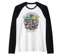 St. Augustine Florida Phare Octopus Since 1565 Noir Manche Raglan