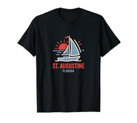 St Augustine Florida Voilier Coucher de Soleil T-Shirt Graphique avec Valeur, Homme, Noir, XL