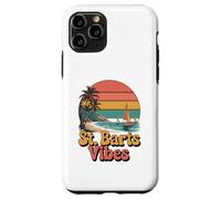 St. Barts Vibes, rétro Coucher de Soleil Palmiers et voilier Amusant Coque pour iPhone 11 Pro