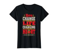 St Benoît Change Your Life Heart Catholic Saint Citations T-Shirt Graphique avec Valeur