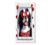 St. Bernard Couverture de porte décorative en forme de chien 91,4 x 182,9 cm, pour la Saint-Valentin, fenêtre et porte d'entrée, intérieur ou extérieur