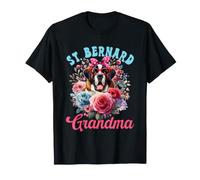 St. Bernard Nœud Papillon pour Chien Motif Floral T-Shirt