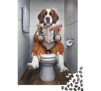 St Bernard on The Toilet Plaque Métallique Vintage 38x26cm/1000pcs pour Le Pub Ou Le Café, Présent De Noël pour Les Collectionneurs De Déco Vintage