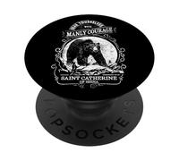 St Catherine of Siena Ours Manly Courage Catholique Men PopSockets PopGrip Adhésif