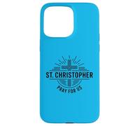 St Christophe Pray for Us Catholic Cross Travel Coque pour iPhone 15 Pro Max