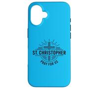 St Christophe Pray for Us Catholic Cross Travel Coque pour iPhone 16