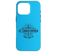 St Christophe Pray for Us Catholic Cross Travel Coque pour iPhone 16 Pro
