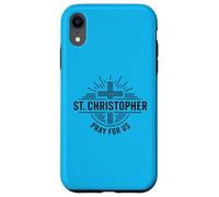 St Christophe Pray for Us Catholic Cross Travel Coque pour iPhone XR