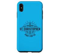 St Christophe Pray for Us Catholic Cross Travel Coque pour iPhone XS Max