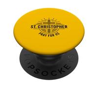 St Christophe Pray for Us Catholic Cross Travel PopSockets PopGrip Adhésif