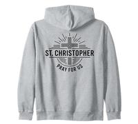 St Christophe Pray for Us Catholic Cross Travel Sweat à Capuche