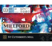 St Cuthberts Mill Millford - Bloc 20 feuilles de papier aquarelle grain fin - 41x21 cm - 300g/m² - Blanc