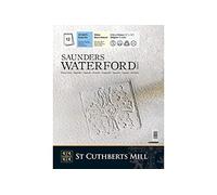 St Cuthberts Mill Saunders Waterford - Bloc 12 feuilles de papier aquarelle grain fin - 31x41 cm - 300g/m² - Blanc naturel