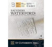 St Cuthberts Mill Saunders Waterford - Bloc 12 feuilles de papier aquarelle grain satiné - 31x41 cm - 300g/m² - Blanc naturel