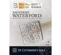 St Cuthberts Mill Saunders Waterford - Bloc 12 feuilles de papier aquarelle grain torchon - 23x31 cm - 300g/m² - Blanc naturel