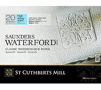 St Cuthberts Mill - Saunders Waterford - Bloc 20 feuilles 41x31 collé 4 côtés - 300g/m² - grain fin, extra blanc
