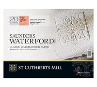 ST CUTHBERTS MILL Saunders Waterford - Bloc 20 feuilles de papier aquarelle grain satiné - 31x23 cm - 300g/m² - Extra-blanc