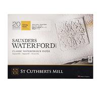 St Cuthberts Mill Saunders Waterford - Bloc 20 feuilles de papier aquarelle grain torchon - 41x31 cm - 300g/m² - Blanc naturel