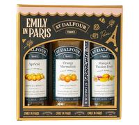 St. Dalfour Coffret Confiture - Édition Emily in Paris - 100% fruits, sans sucre ajouté, sans gluten - 3x284g (Abricot/Orange/Mangue-Passion)
