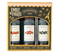 St. Dalfour Coffret Confiture - Édition Emily in Paris - 100% fruits, sans sucre ajouté, sans gluten - 3x284g (Fraise/Framboise/Myrtille) avec cuillère