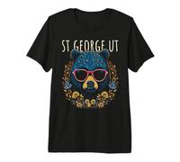 St George Utah Ours Portant des Lunettes de Soleil et des Fleurs T-Shirt Haut de Gamme